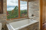 Stunning soaking tub with views